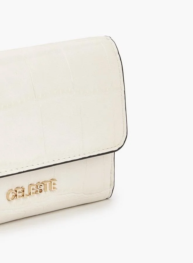سيليست Textured Wallet with Button Closure